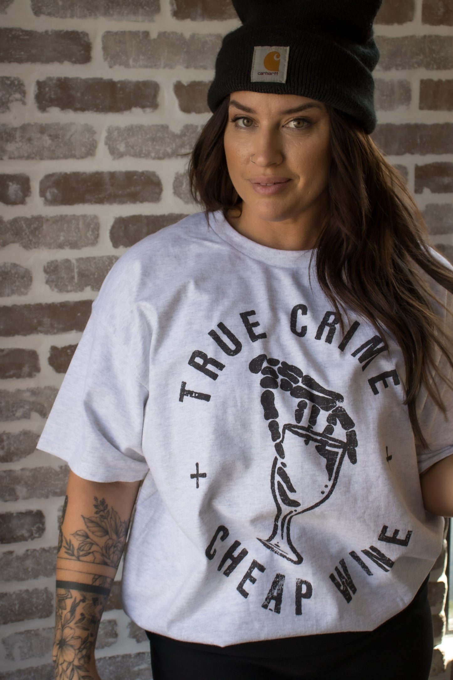 True crime + cheap wine tee