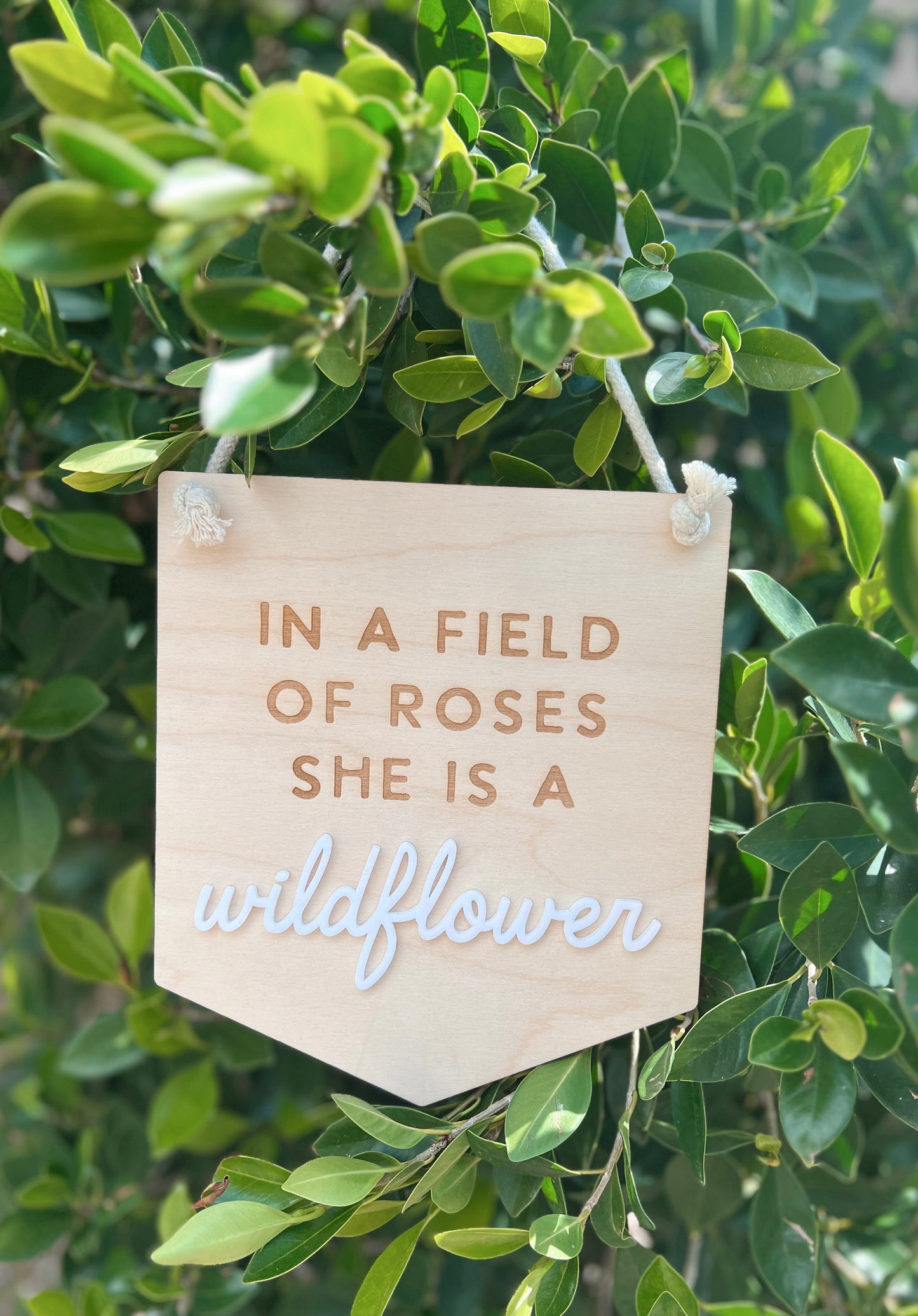 Wildflower wooden hanging sign